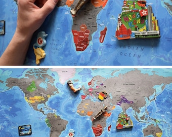 Scratchable Map - Detailed XXL Scratch Off Map; USA Divided Into States; World Map Poster; Vibrant Colours; scratch-off map;