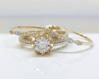 handmade trio ring set vintage ring swarovski stone ring ring set rings - Unique Wedding Rings For Him handmade trio ring set vintage ring swarovski stone ring ring set rings - Unique Wedding Rings For Him