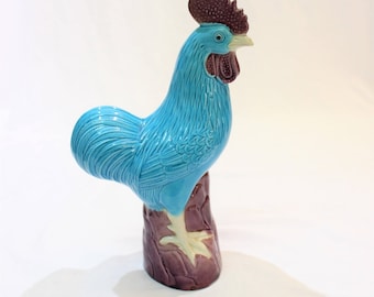 Vintage Turquoise Blue Rooster Figurine