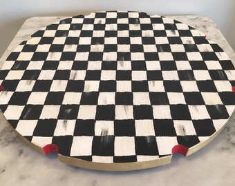 MacKenzie Childs Inspired Courtly Check Handpainted Lazy Susan