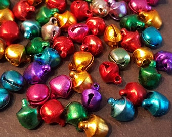 50 multicolored 9mm Bell metal bells