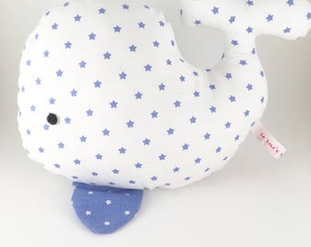 Plush whale Star Blue on white background