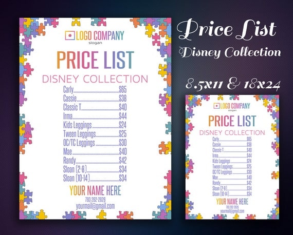 Lularoe Price List Poster for Disney Collection Price List