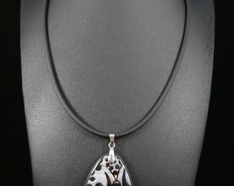 Black and silver pendant necklace choice, resin
