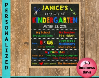 First Day of School Sign, Back to School, Printable Chalkboard Poster, First day of Kindergarten/Elementary Sign, Printable Sign, Custom