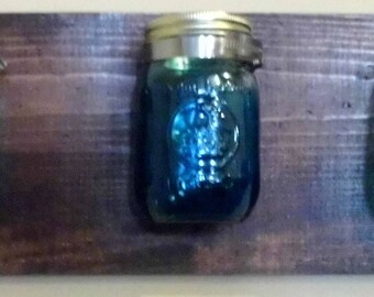 Mason Jar in Pint Size Tinted in Turquoise Hanging Decor