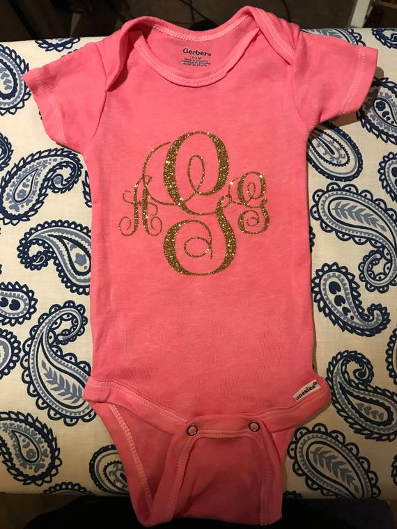 Baby Girl Monogram Onesie Personalized