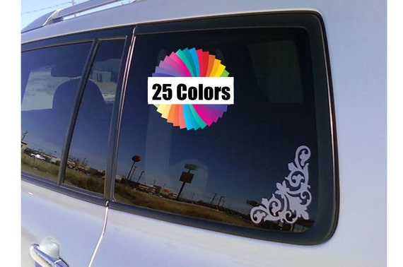 Car Window Corner Decals Floral Damask Flourish Set of 2 Small