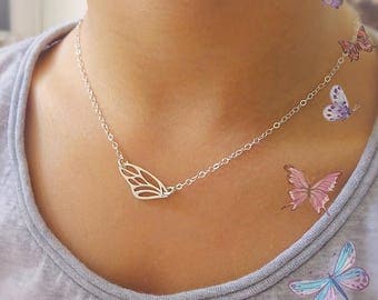 Butterfly wing necklace, Sterling Silver necklace, First day of school, butterfly jewelry, Otis B, childs necklce