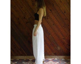 Cotton Pleat Front Wide Leg Trousers - Vintage 90s - XL