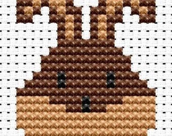 Fat Cat Cross Stitch Kit - Easy Peasy BUNNY HEAD Kit - Ideal for children, counted cross stitch, 6 count aida, animal kit, starters kit