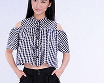 mini shirt black and white plaid shirt sleeveless shirt