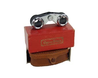 Vintage Pair of Classic Opera Glasses with Leather Case and Original Box Marked Classic Glass