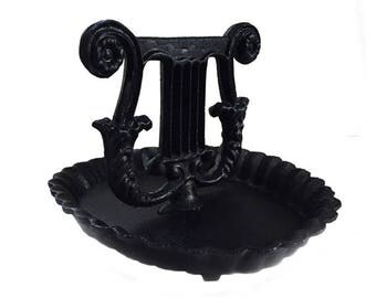 Vintage Cast Iron Boot Scraper with Mud Pan Harp Lyre Cast Iron Bootscraper Garden Decor