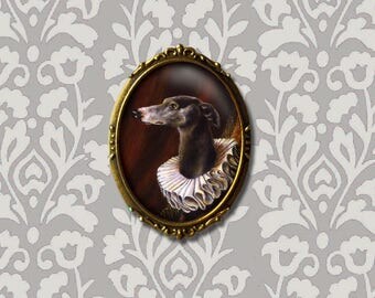 Greyhound Brooch, Dog Brooch, Greyhound Pin, Greyhound Portrait, Dog Art, Pet Portrait Brooch, Dog Lovers Gift, Stocking Stuffer