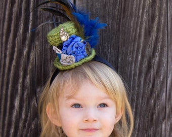 Mini Top Hat Headband-CUSTOM MADE- Crochet Top Hat Birthday, Mardi Gras, Easter Bonnet, Photo Prop, Cake Smash, Whimsical Tea Party