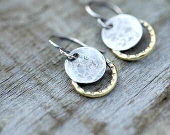 Small solar eclipse earrings, moon earrings, solar eclipse jewelry, petite earrings, 2017 solar eclipse, total eclipse, silver earrings