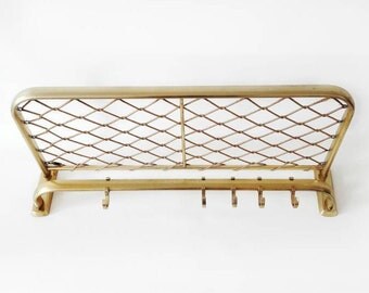 Vintage Golden Metal Coat Rack with 5 Hooks