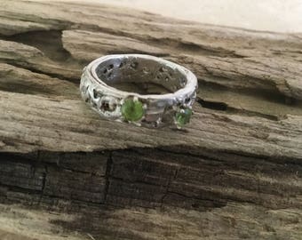 Unique One of a Kind Peridot Sterling Silver Ring Size 8 / August Birthstone