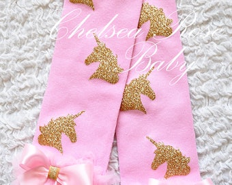 Pink gold UNICORN leg warmers, baby leg warmers, girls leg warmers, pink and gold birthday outfit, pink and gold leg warmers, leggings