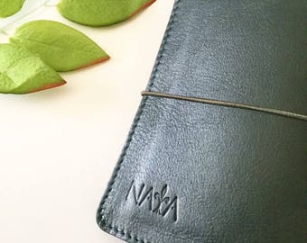 Hunter Green Leather Traveler's Notebook Cover NAYAdori /Midori style notebook cover/ Leather Journal / Large Choice of Colour- Wide Fit