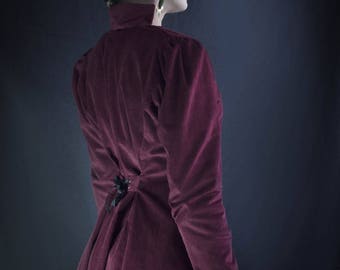 whitechapel ribbed Burgundy velvet coat