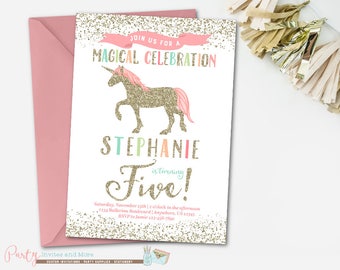 Rainbow Unicorn Birthday Invitation, Pastel Rainbow Unicorn Invitation, Birthday Invitation, Unicorn Birthday Invitation, Unicorn Party