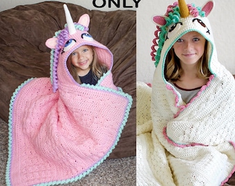 CROCHET PATTERN - Hooded Unicorn Blanket Pattern (PDF File)