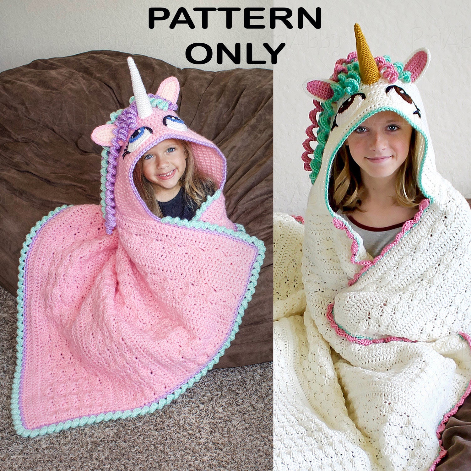 Unicorn hooded blanket crochet pattern ...