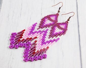 Pink earrings Coral earrings Waterfall Earrings pastel earrings wedding earrings prom earrings red earrings formal earrings long earrings