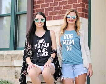 dog mother wine lover muscle tank