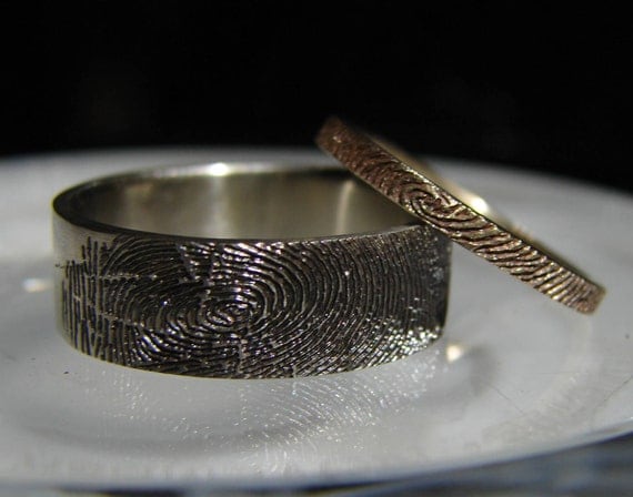 Fingerprint jewelry. Detailed fingerprint engraved in 14k yellow gold. Free Priority shipping in the USA