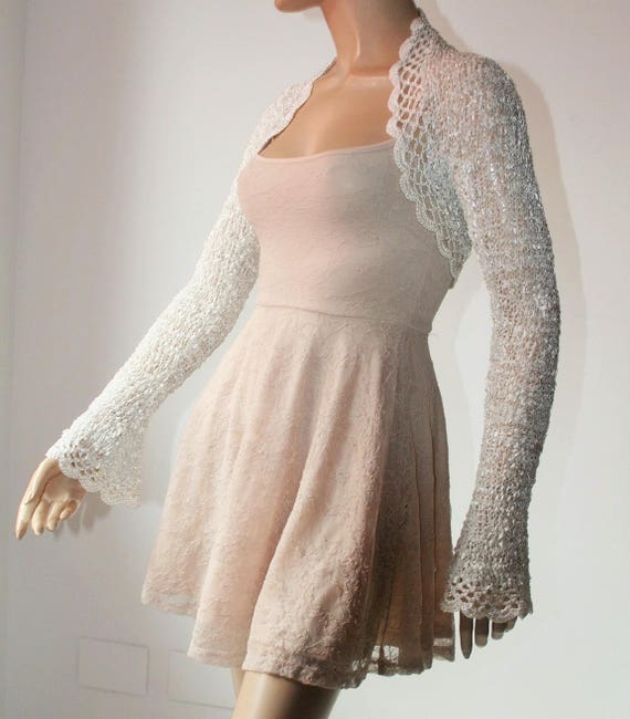 White knitted crochet shrug/ Wedding bolero shrug//Bolero