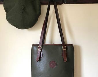 Vintage Talabarteria Crespo Argentinian Dark Green Leather Bucket Bag / Shoulder Bag