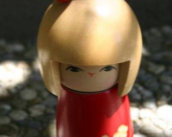 6+ Inches Tall Kokeshi Doll Woden Hipster Asian Japanese Girl Cool Ready To Ship Now!!