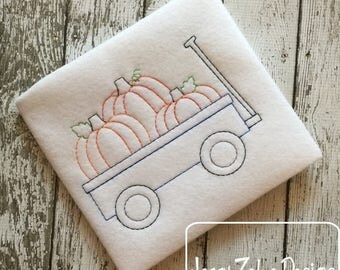 Pumpkins in wagon color work embroidery design - pumpkins embroidery design - color work embroidery design - wagon embroidery design