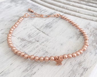 Wish Bracelet Friendship Bracelet Star Bracelet Rose Gold Bracelet Tiny Star Bracelet Star Jewelry Gold Star Gold Bracelet Delicate Jewelry