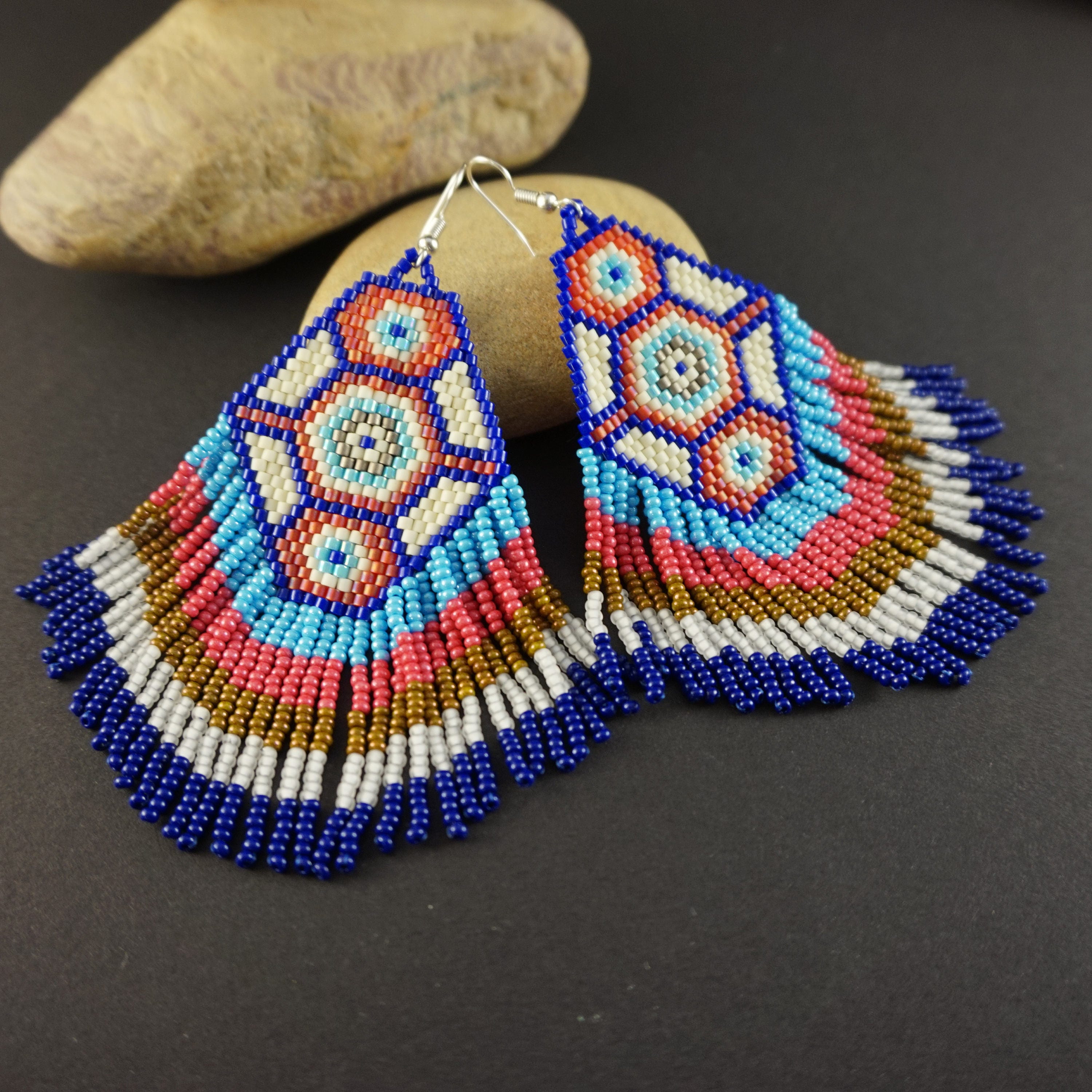 Aztec tribal earrings Boho earrings Chandelier earrings Dangle