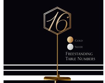 1-10 Freestanding table numbers. Wedding table numbers. Gold numbers.