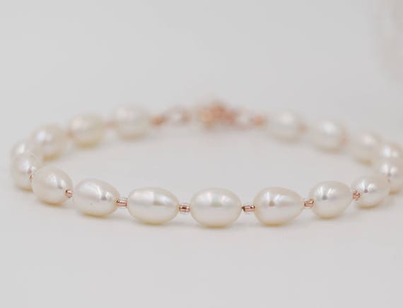 Rose gold bracelet Freshwater Pearl Bracelet made to