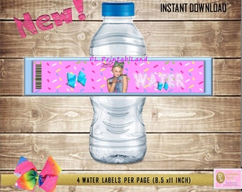 JOJO SIWA Inspired Printable Water Bottle Labels, Birthday Party, Digital File, Instant Download