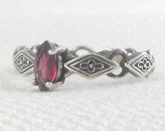 Vintage Sterling Silver Marquise Garnet Ring Vintage R.J. Graziano Sterling Garnet Ring 70's Sterling Garnet Ring January Birthstone Ring