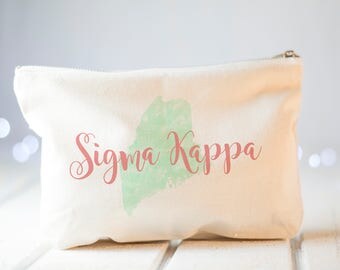 Sorority Gift, Sigma Kappa, Live With Heart, Big Little Sorority, Makeup Bag, Personalized Zipper Pouch, Greek Letters, Custom Name Gift
