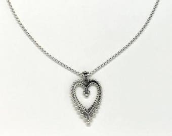 Sterling silver elongated heart shaped pendant item 24