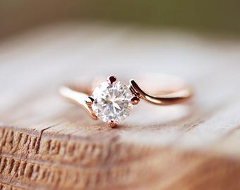 18k Gold Ring 18k Gold Engagement Ring Gold Solitaire Ring Gold Promise Ring Gold Anniversary Ring Gold CZ Ring 18k Gold Cubic Zirconia Ring