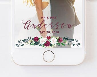 WEDDING SNAPCHAT GEOFILTER, Snapchat Geofilter Wedding, Wedding Day Geofilter,Personalized Wedding Filter,Floral Geofilter,Wedding Geofilter