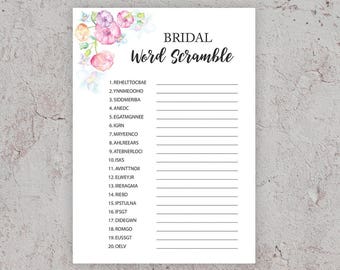 Bridal Word Scramble Game Floral Bridal Shower Game