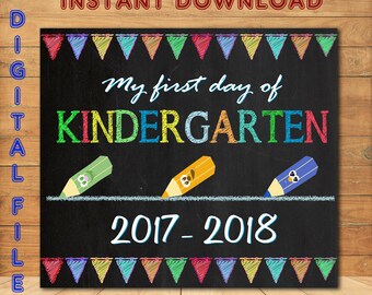 First Day of Kindergarten, Instant Download First Day, Back To School Sign, First Day of School Boy Chalkboard Style Sign, Printable Sign