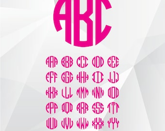 Circle monogram font SVG, Circle font svg,dxf,png files for Silhouette,Cricut, Print,Design and any more