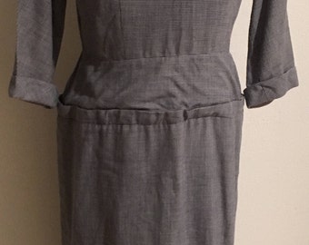 Volup Size L 1940s Black and White Houndstooth Wiggle Dress